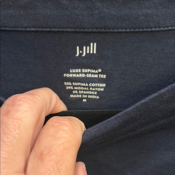 J. Jill Blue Long Sleeve Tee Soft Cotton Crewneck - Picture 2 of 3